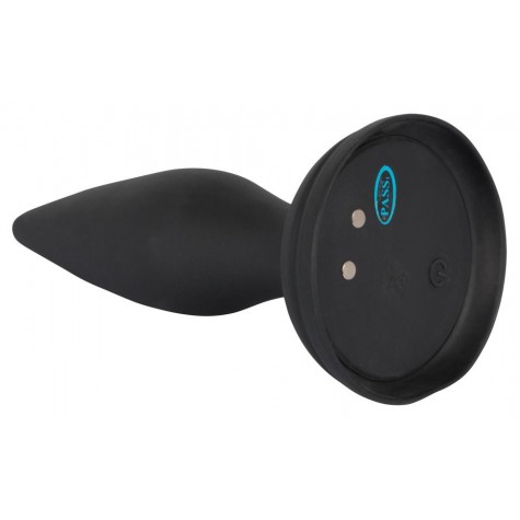 Чёрная вибропробка Vibro-Butt Plug with a Suction Cup - 13,6 см.