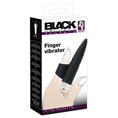 Черная вибронасадка на палец с винтовым наконечником Finger Vibrator - 10,5 см.