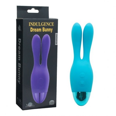 Голубой вибратор INDULGENCE Rechargeable Dream Bunny - 15 см.