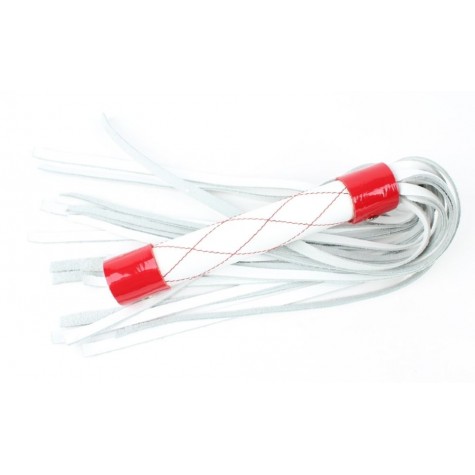 Бело-красная плеть средней длины с ручкой - 44 см.